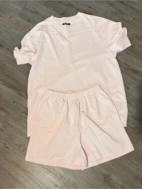Pink Short Sleeve Short Set